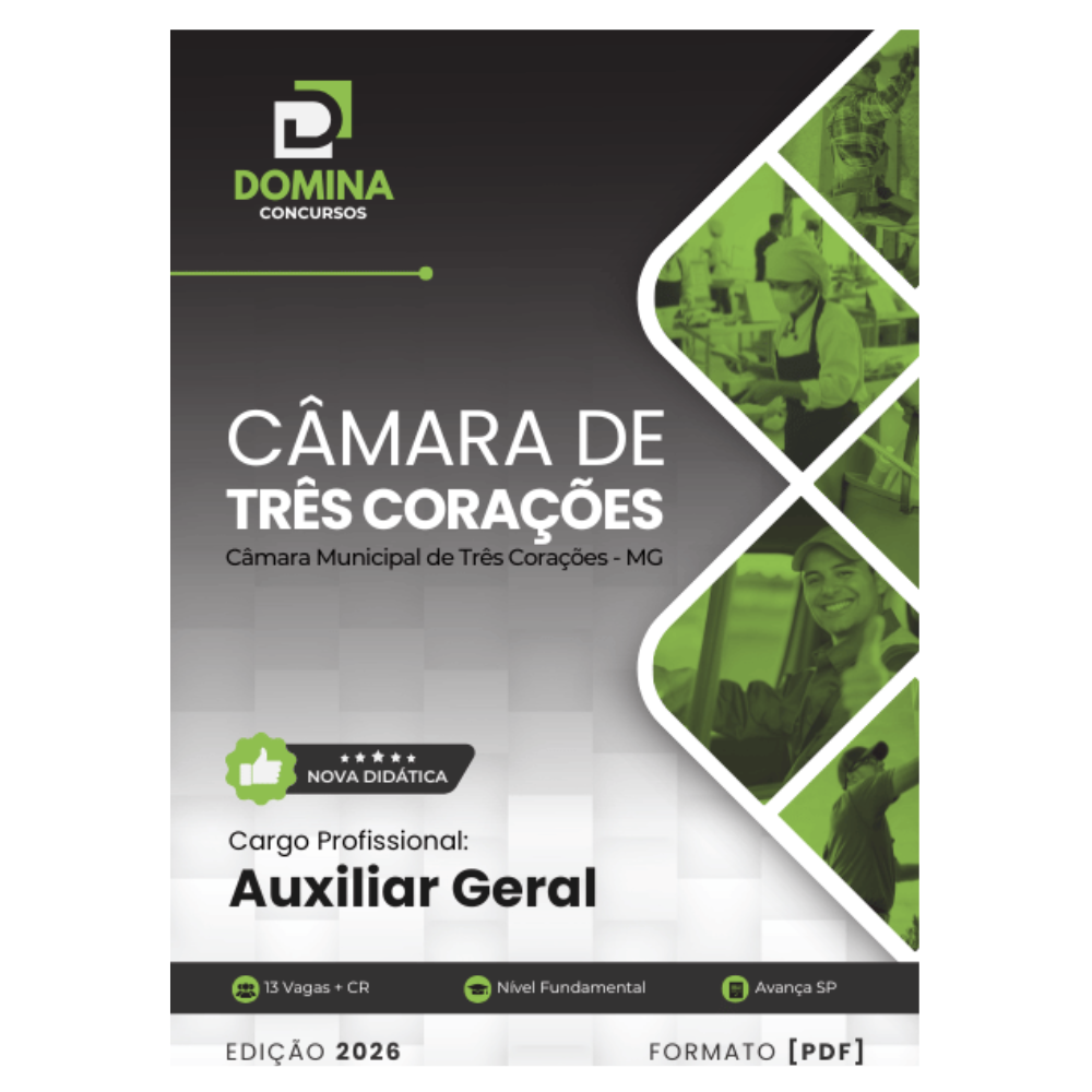 Apostila Auxiliar Geral Câmara Três Corações MG 2026