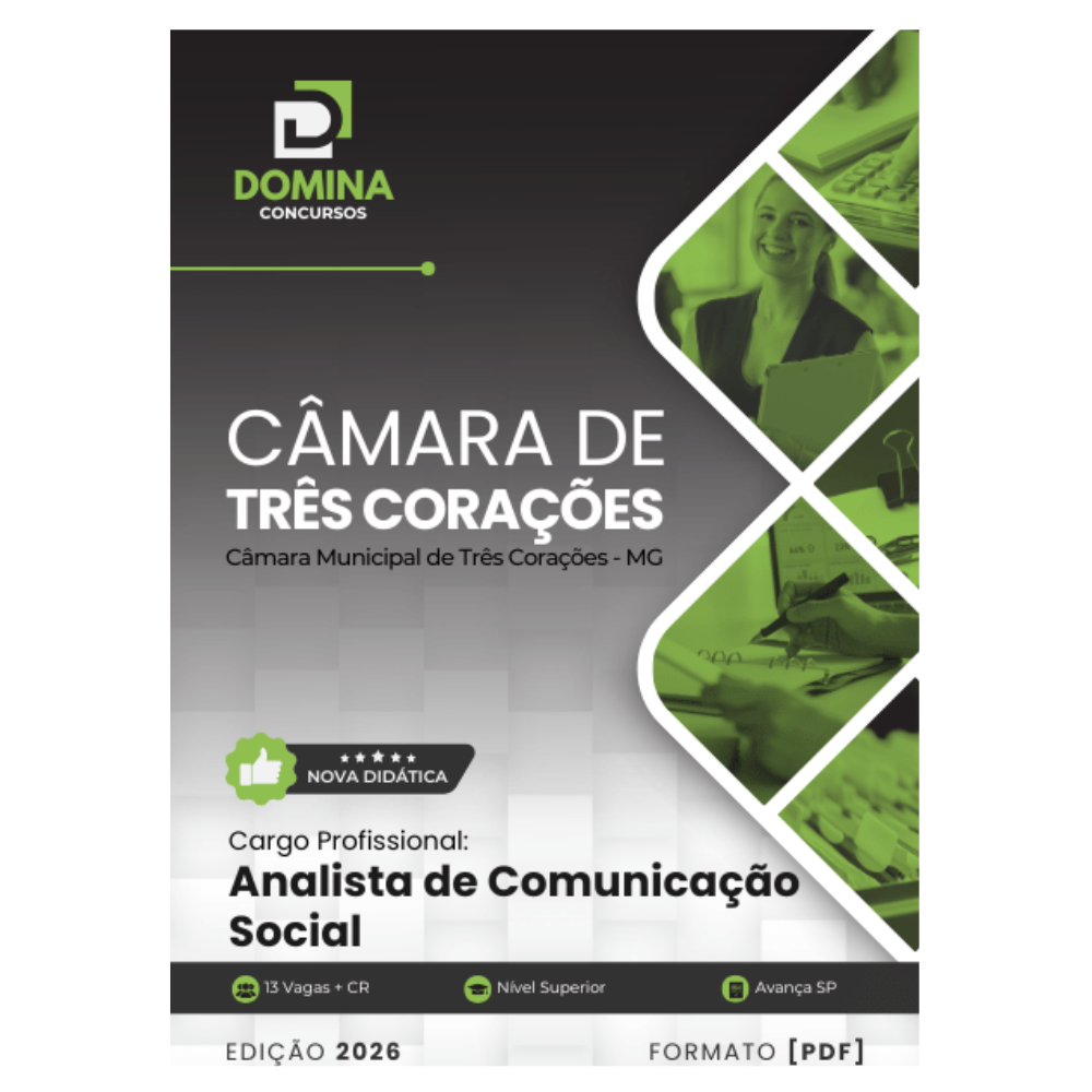 Apostila Analista de Comunicação Social Câmara Três Corações MG 2026